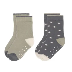 Discount Kindersokjes Anti-Slip Anthracite/Olive Set 2-delig Kinderkleding