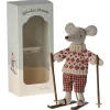Outlet Knuffelmuis Winter met Skiset Mum 15cm Muizen