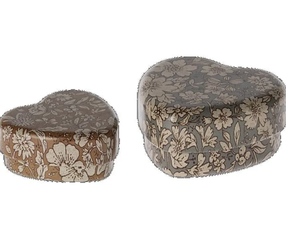 Outlet Metalen Opbergdoosje Hart Blauw 2-delig Kinderkamer Accessoires