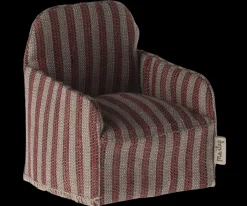 Best Poppenhuis Stoel Rood Gestreept 7.5cm Poppenhuis