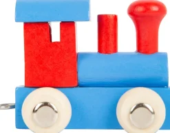 New Lettertrein Blauw en Rood Hout Kleine Cadeautjes|Kleine Cadeaus
