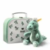Sale Knuffel Dino T-Rex in Koffertje Lichtgroen 16 cm Steiff