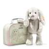 Clearance Knuffel Konijn Hoppie in Koffertje lichtgrijs 26 cm Steiff