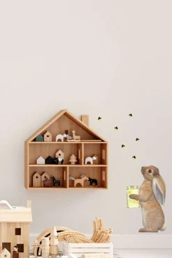 Outlet Muursticker Konijn met Potje Vuurvliegjes Decoratie