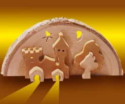 Outlet Theelichthouder 3D Slot Kerst Hout Kleine Cadeautjes|Kerstcadeautjes