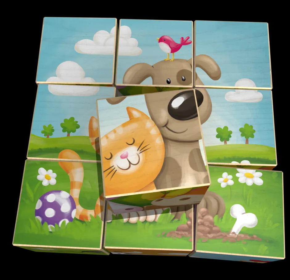 Discount Blokkenpuzzel Boerderijdieren Hout Houten Puzzels