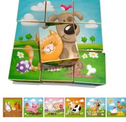 Discount Blokkenpuzzel Boerderijdieren Hout Houten Puzzels