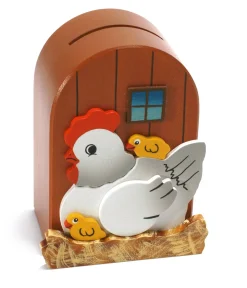 New Spaarpot 3D Kippen Hout Spaarpotten