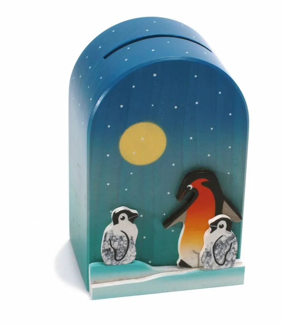 Best Spaarpot 3D Pinguin Hout Spaarpotten