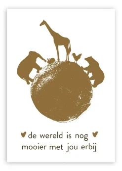 Best Wenskaart de wereld is nog mooier met jou erbij (goud) Wenskaarten