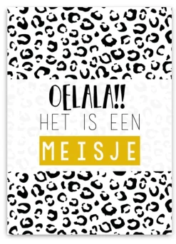 Wenskaart Oelala!! Het is een Meisje Wenskaarten