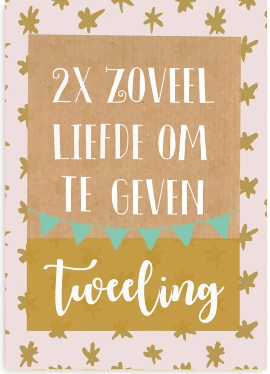 Wenskaart 2x zoveel liefde om te geven (tweeling) Wenskaarten