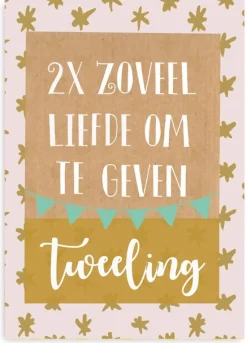 Wenskaart 2x zoveel liefde om te geven (tweeling) Wenskaarten