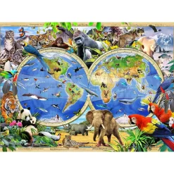 Discount Puzzel Hout Animal Kingdom Map 1010pcs Houten Puzzels