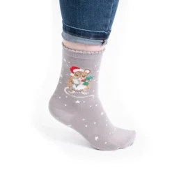 Hot Kerstsokken Muis Christmouse Grijs Kerstcadeautjes